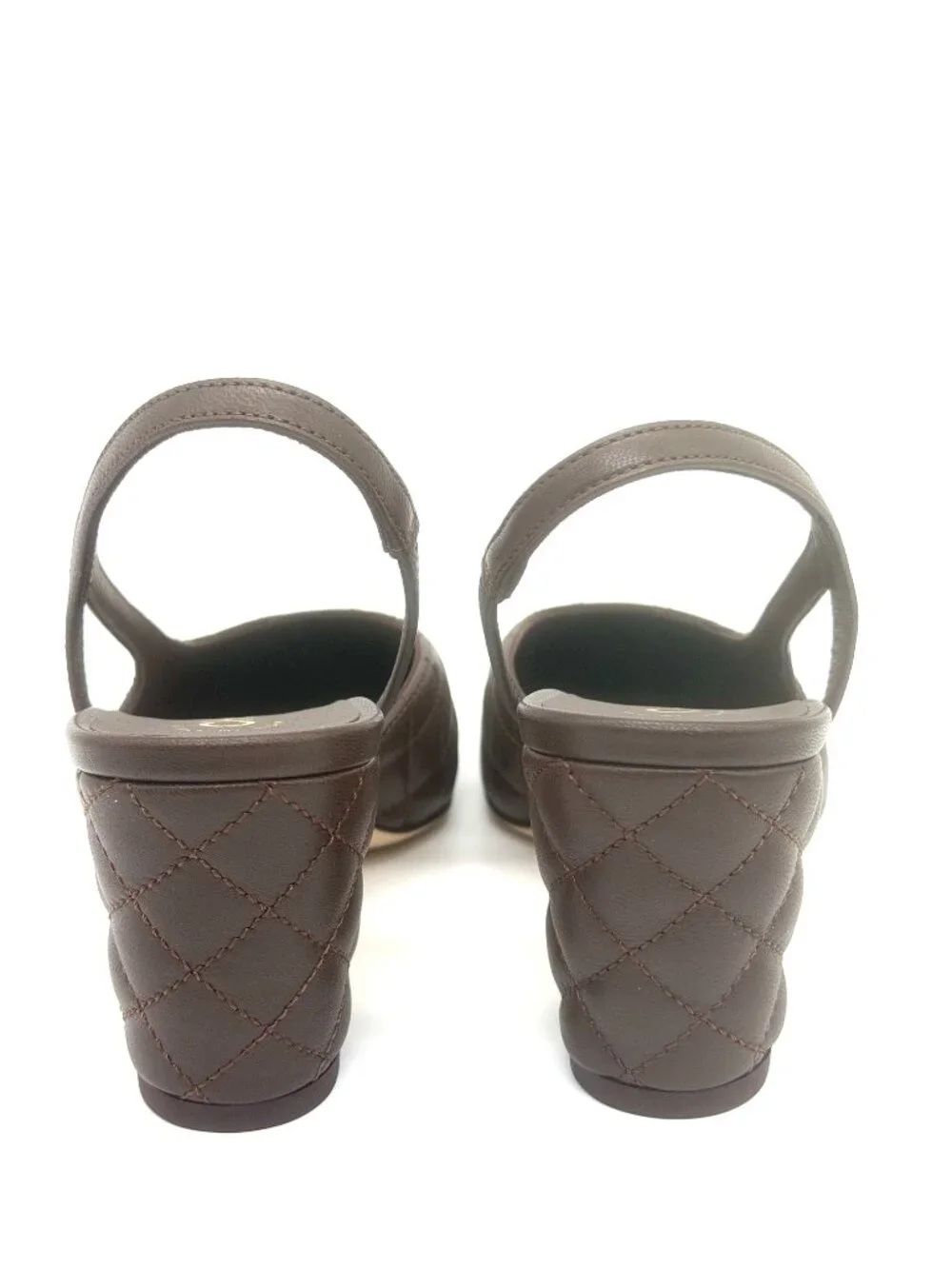 CHANEL 26B Coco Quilted Leather Mademoiselle Slingback Sandals Block Heels Pump